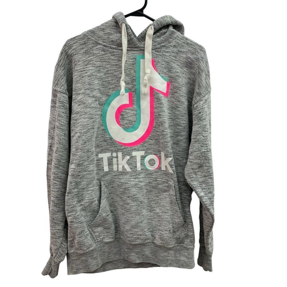 TikTok Jon Lauren Gray Logo Spell Out Pocket Hoodie Sweatshirt Adult Size Large‍